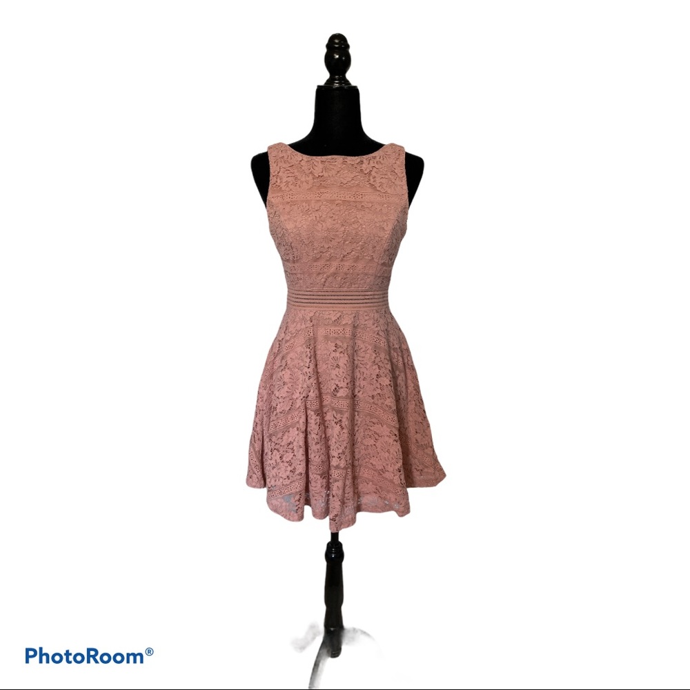 Light Mauve Lined Lace Dress